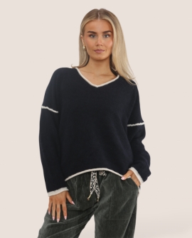 Wool Blend Border Trim Jumper