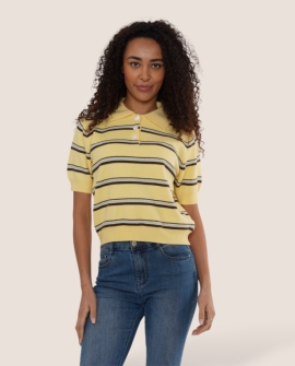 Stripey Polo Knitted Top