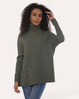 Rib Pocket Roll Neck Jumper