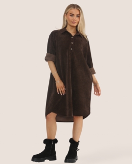 Soft Corduroy Shirt Dress